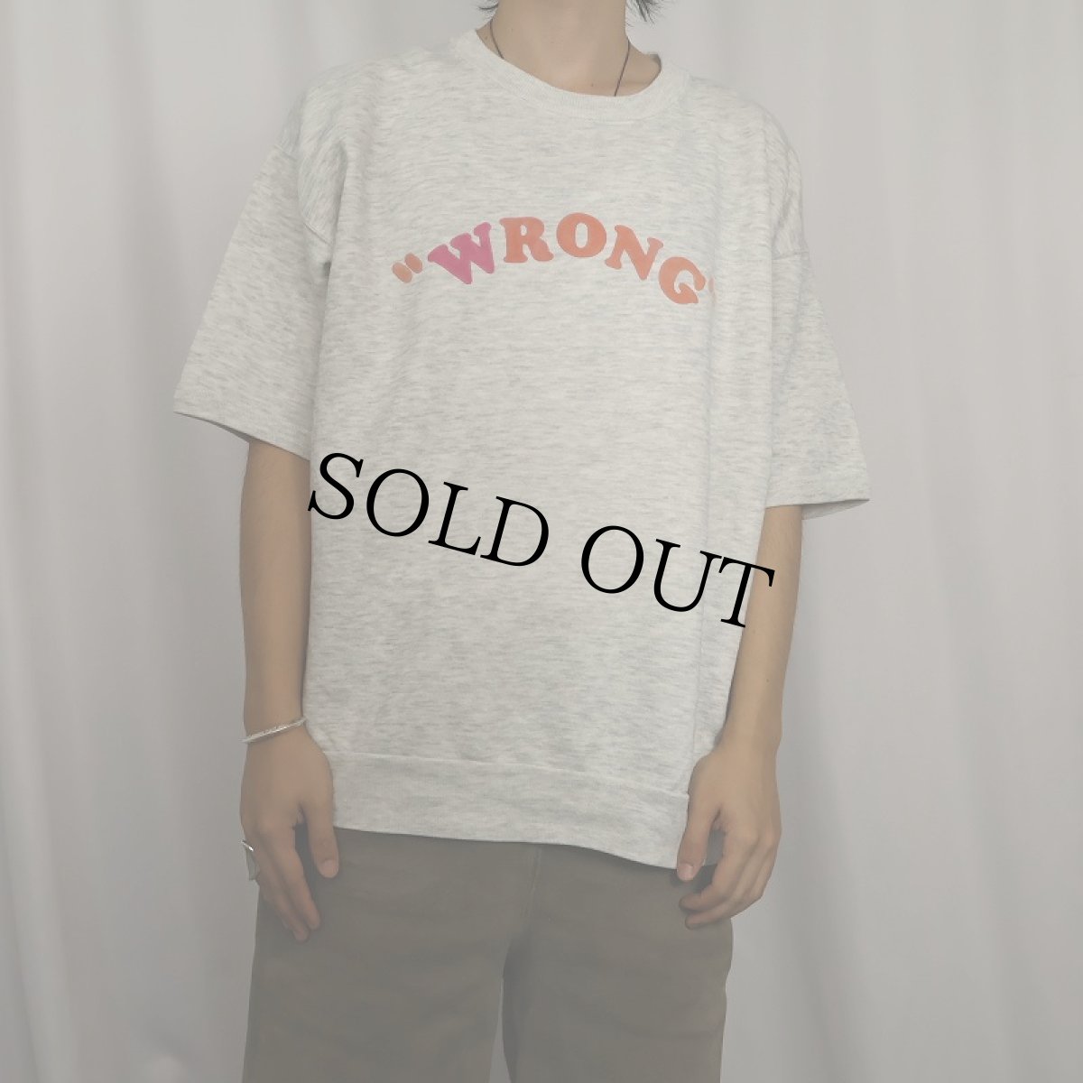 画像3: 【SALE】 90's USA製 "WRONG" フロッキプリント 半袖スウェット XL (3)