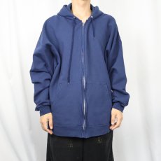 画像2: 90's Hanes Ultimate Cotton 無地スウェットジップパーカー NAVY 2XL (2)