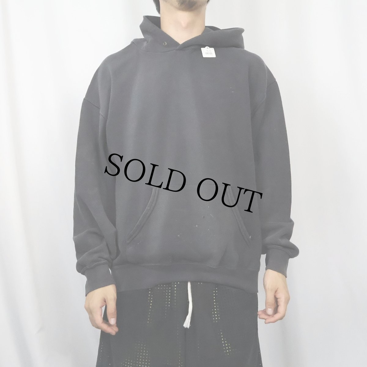 画像2: 90〜2000's FRUIT OF THE LOOM 無地 スウェットフーディー BLACK L (2)
