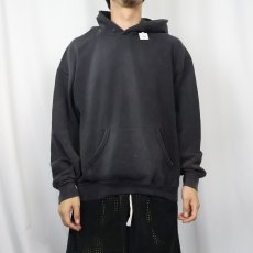 画像2: 90〜2000's FRUIT OF THE LOOM 無地 スウェットフーディー BLACK L (2)