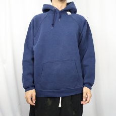 画像2: 80's DISCUS USA製 無地 ラグランスウェットフーディ NAVY 3X (2)