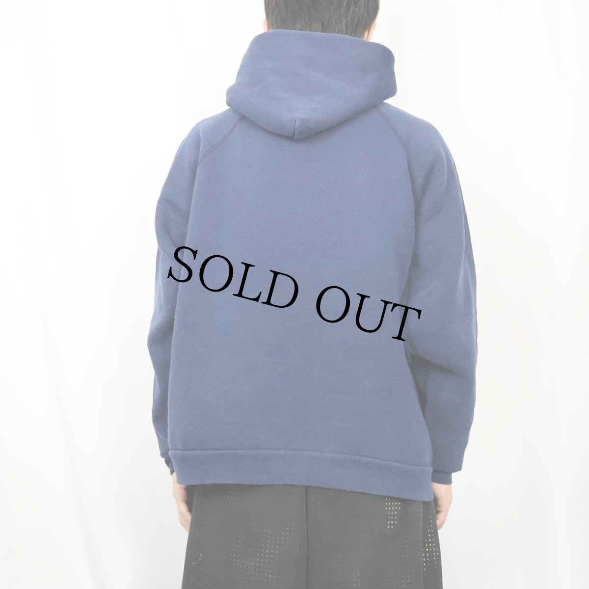 画像3: 80's DISCUS USA製 無地 ラグランスウェットフーディ NAVY 3X (3)