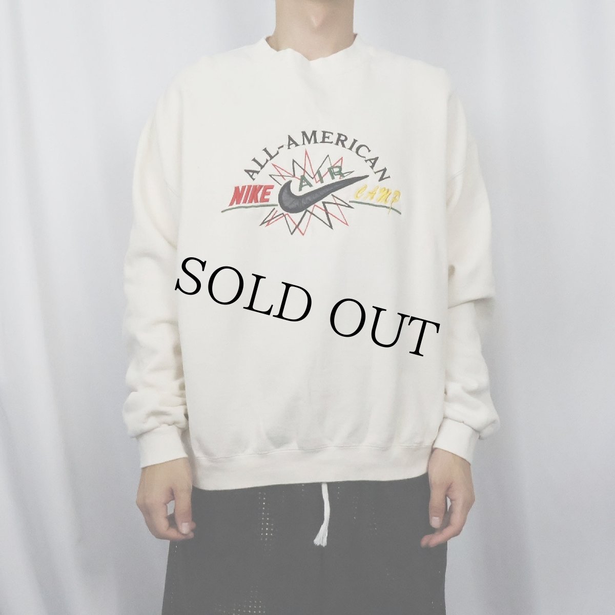 画像2: 90's NIKE 銀タグ USA製 "AIR" ロゴ刺繍 スウェット L (2)