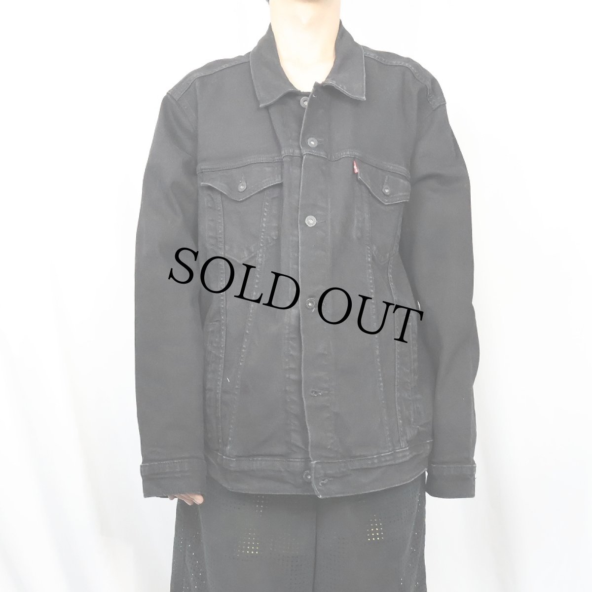画像2: Levi's ブラックデニムジャケット XXL (2)