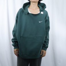 画像2: 90's NIKE USA製 ロゴ刺繍 スウェットフーディー L (2)