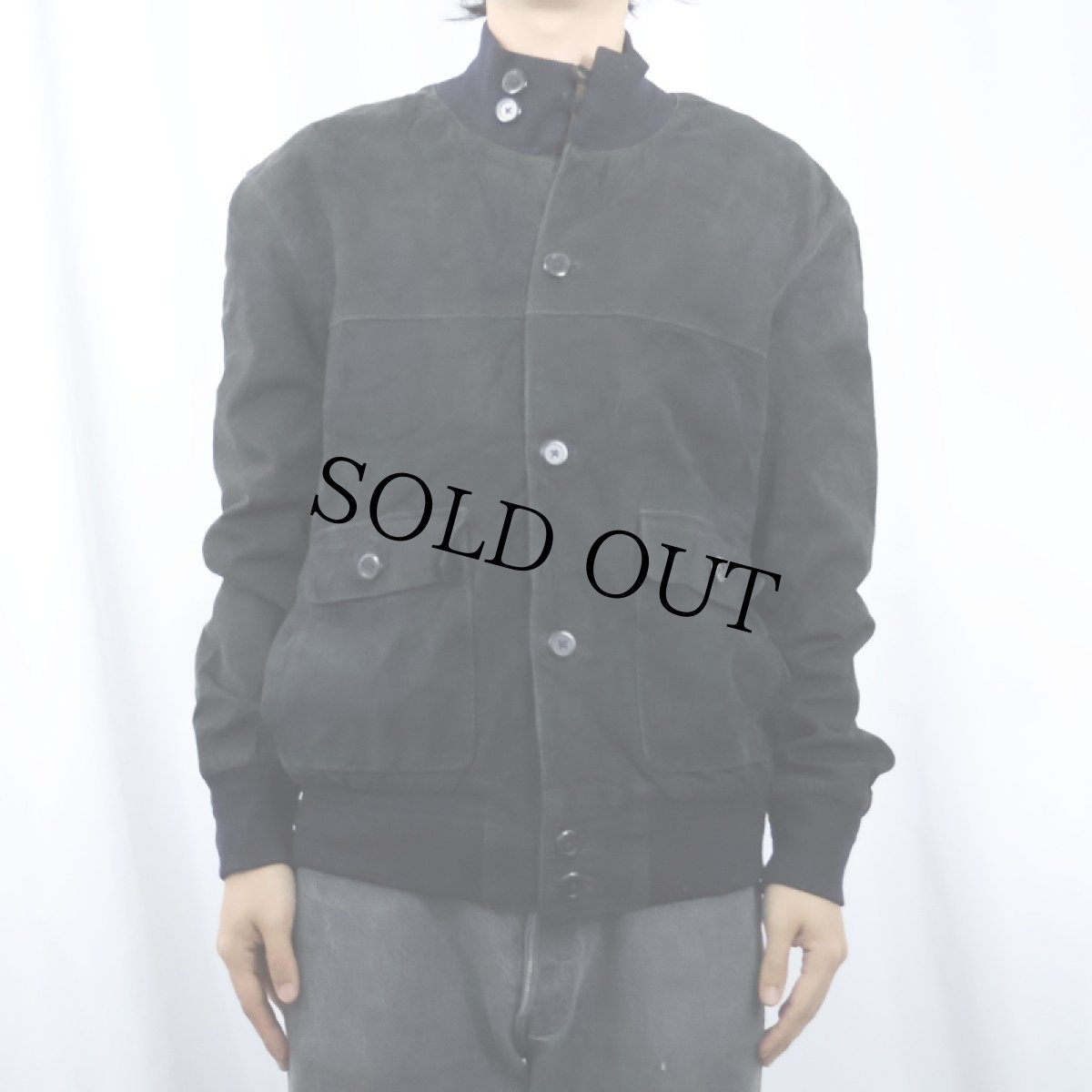 画像2: Henry Cotton's "A-1 TYPE" スエードレザージャケット BLACK size52 (2)