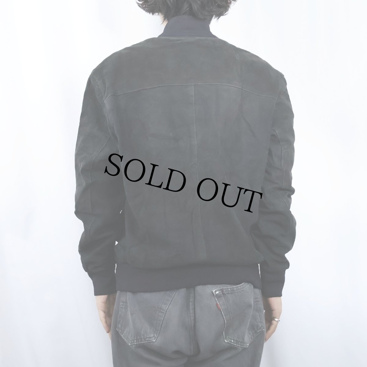 画像3: Henry Cotton's "A-1 TYPE" スエードレザージャケット BLACK size52 (3)