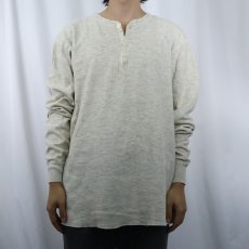画像2: 90's L.L.Bean USA製 "RIVER DRIVER'S SHIRT" 猫目ボタン ヘンリーネック 2レイヤーロンT L (2)