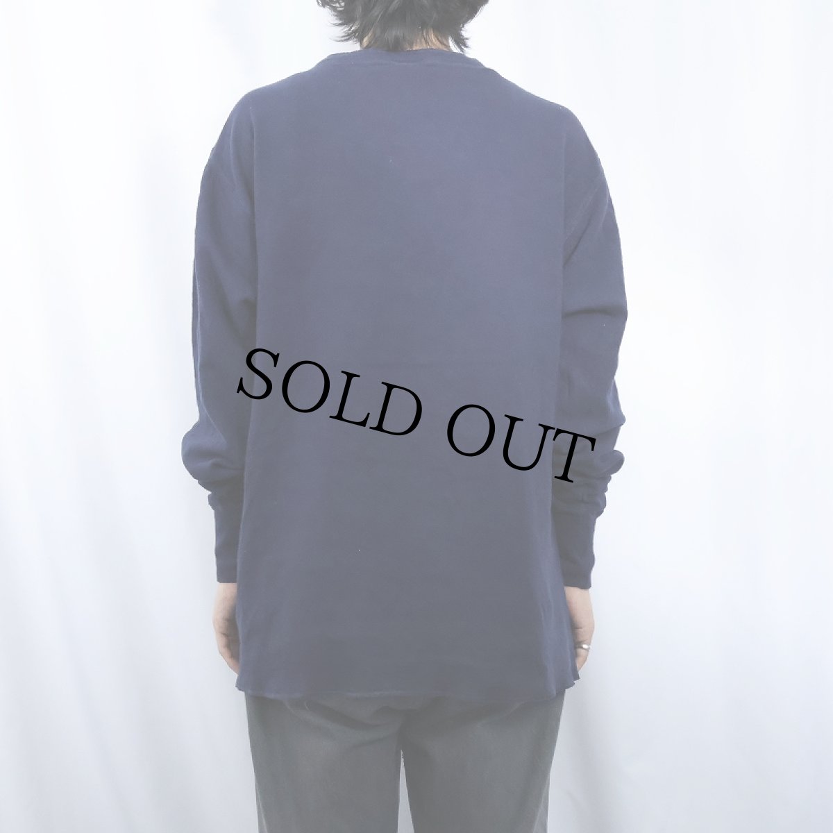 画像3: 90's L.L.Bean USA製 "RIVER DRIVER'S SHIRT" 猫目ボタン ヘンリーネック 2レイヤーロンT NAVY L (3)