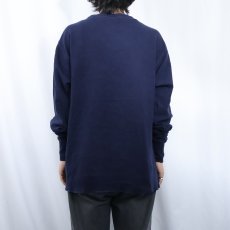 画像3: 90's L.L.Bean USA製 "RIVER DRIVER'S SHIRT" 猫目ボタン ヘンリーネック 2レイヤーロンT NAVY L (3)