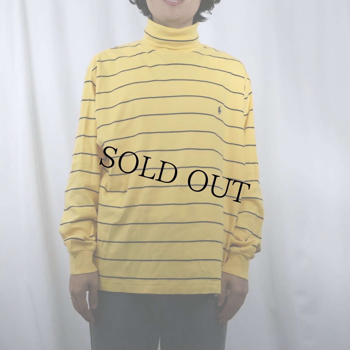 画像2: POLO Ralph Lauren ボーダー柄 タートルネックロンT L (2)