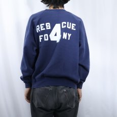 画像4: 80's USA製 "RESCUE 4 F.D.N.Y" キャラクタープリントラグランスウェット NAVY XL (4)