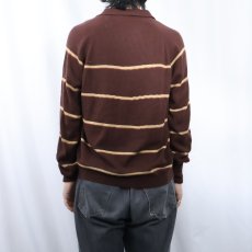 画像3: 70's Jantzen USA製 ボーダー柄 アクリルニットポロシャツ M (3)