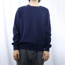 画像2: POLO Ralph Lauren 前V コットンニットセーター NAVY M (2)