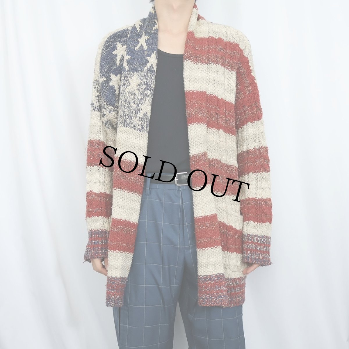 画像2: Ralph Lauren DENIM&SUPPLY 星条旗柄 ニットガウン XL (2)