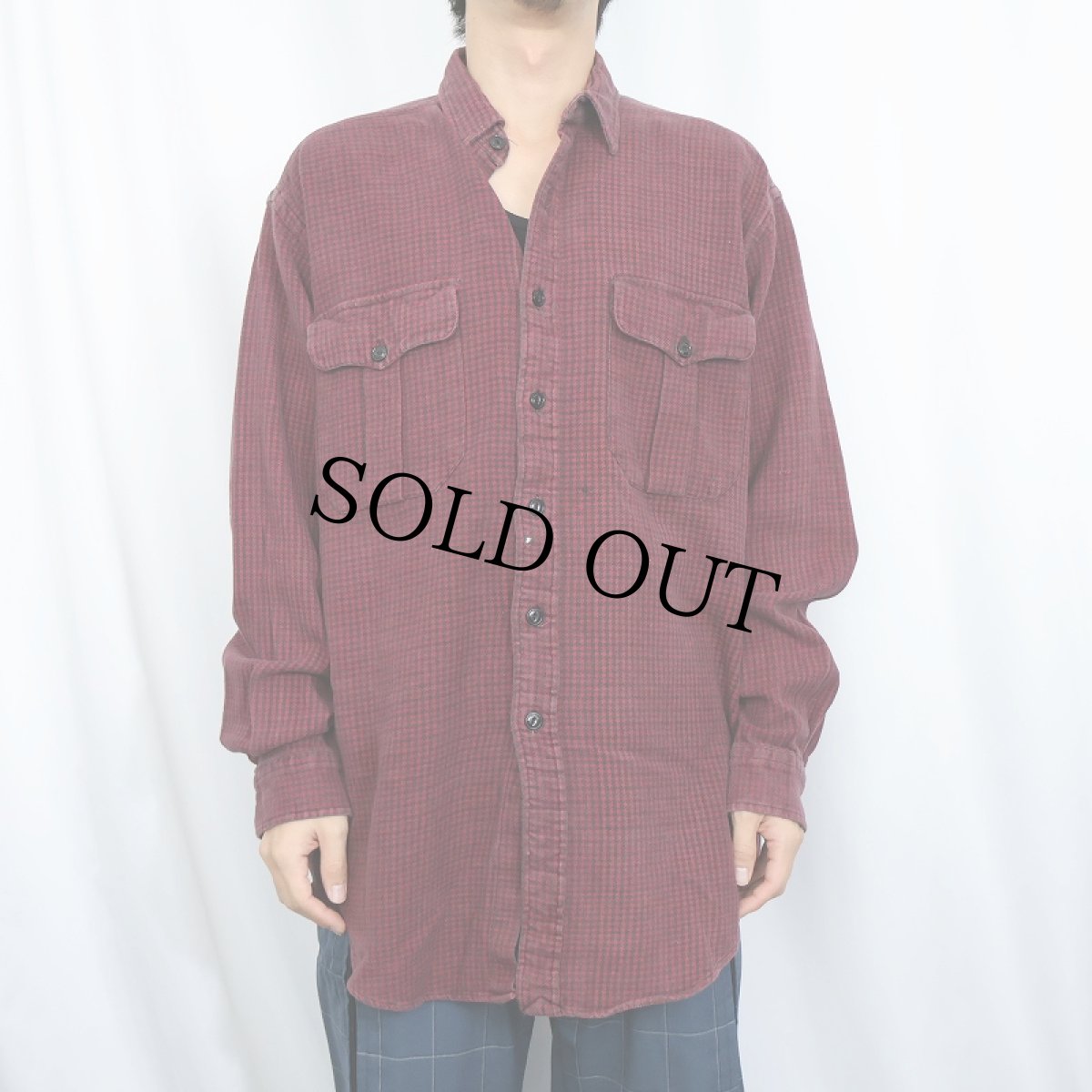画像2: POLO Ralph Lauren "SIERRA" 千鳥格子柄 猫目ボタン ヘビーネルシャツ M (2)