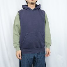 画像2: VESTI ITALY製 スウェットフーディーベスト NAVY L (2)