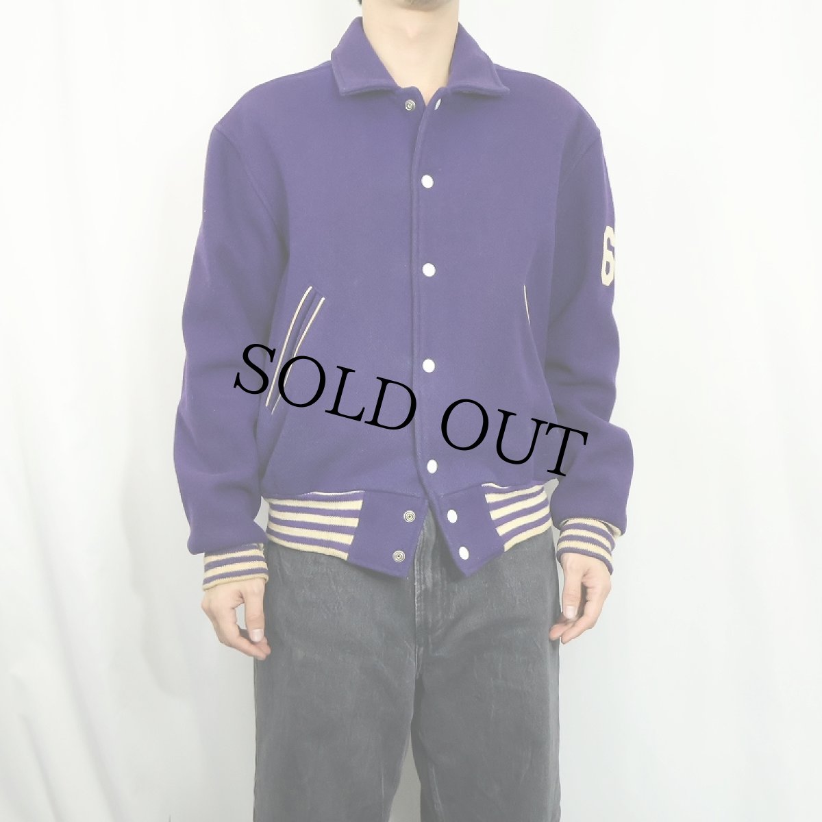 画像2: 60〜70's Tom Munro "WESTERN" パッチ付き ウールスタジャン (2)