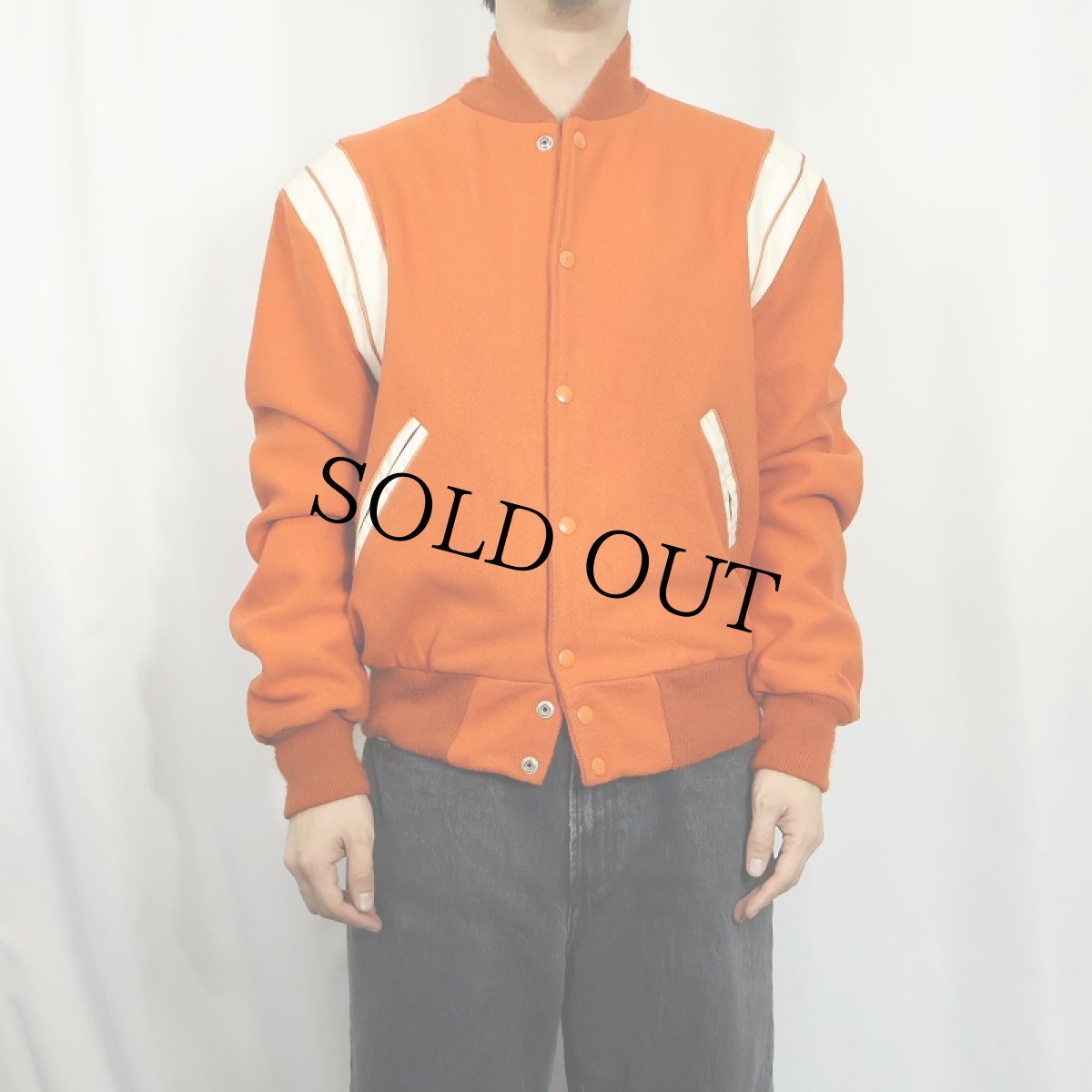 画像2: 60's DEERFOOT USA製 切り替えデザイン ウールスタジャン SIZE42 (2)