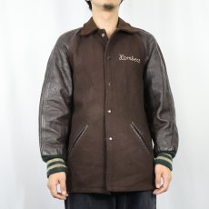 画像2: 70〜80's Custom Made WARD JACKET BY KAYE BROS. チェーン刺繍 パッチ付き レザー×メルトンウール スタジャン (2)