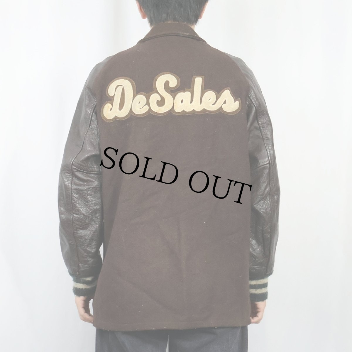 画像3: 70〜80's Custom Made WARD JACKET BY KAYE BROS. チェーン刺繍 パッチ付き レザー×メルトンウール スタジャン (3)