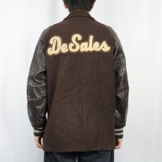 画像3: 70〜80's Custom Made WARD JACKET BY KAYE BROS. チェーン刺繍 パッチ付き レザー×メルトンウール スタジャン (3)