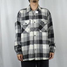 画像2: 70's Wear Guard USA製 ブロックチェック柄 裏キルティング ヘビーネルシャツ XL (2)