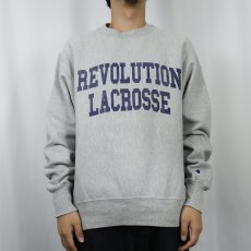 画像2: Champion REVERSE WEAVE "REVOLUTION LACROSSE" 染み込みプリントスウェット M (2)