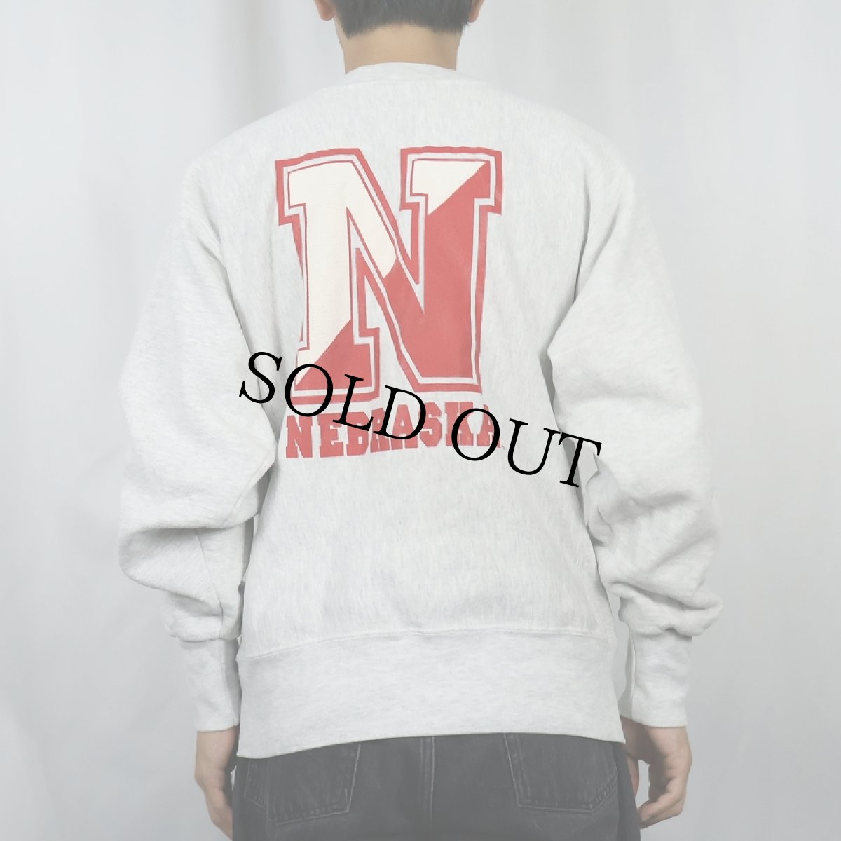 画像4: 90's The Cotton Exchange USA製 "NEBRASKA" REVERSE WEAVE TYPE プリントスウェット XL (4)