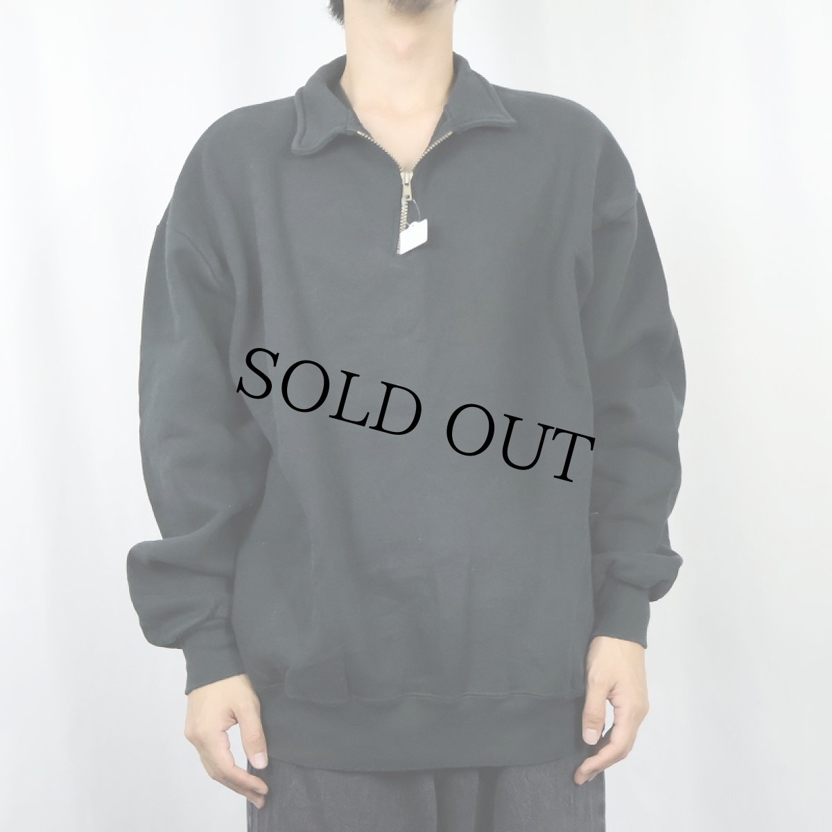 画像2: 90's JERZEES USA製 無地 ハーフジップスウェット BLACK XL (2)