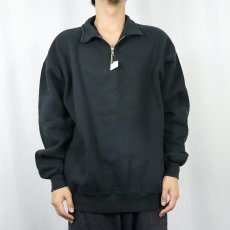 画像2: 90's JERZEES USA製 無地 ハーフジップスウェット BLACK XL (2)