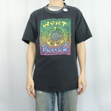 画像2: 90's USA製 "WORT PEACE" プリントTシャツ BLACK (2)
