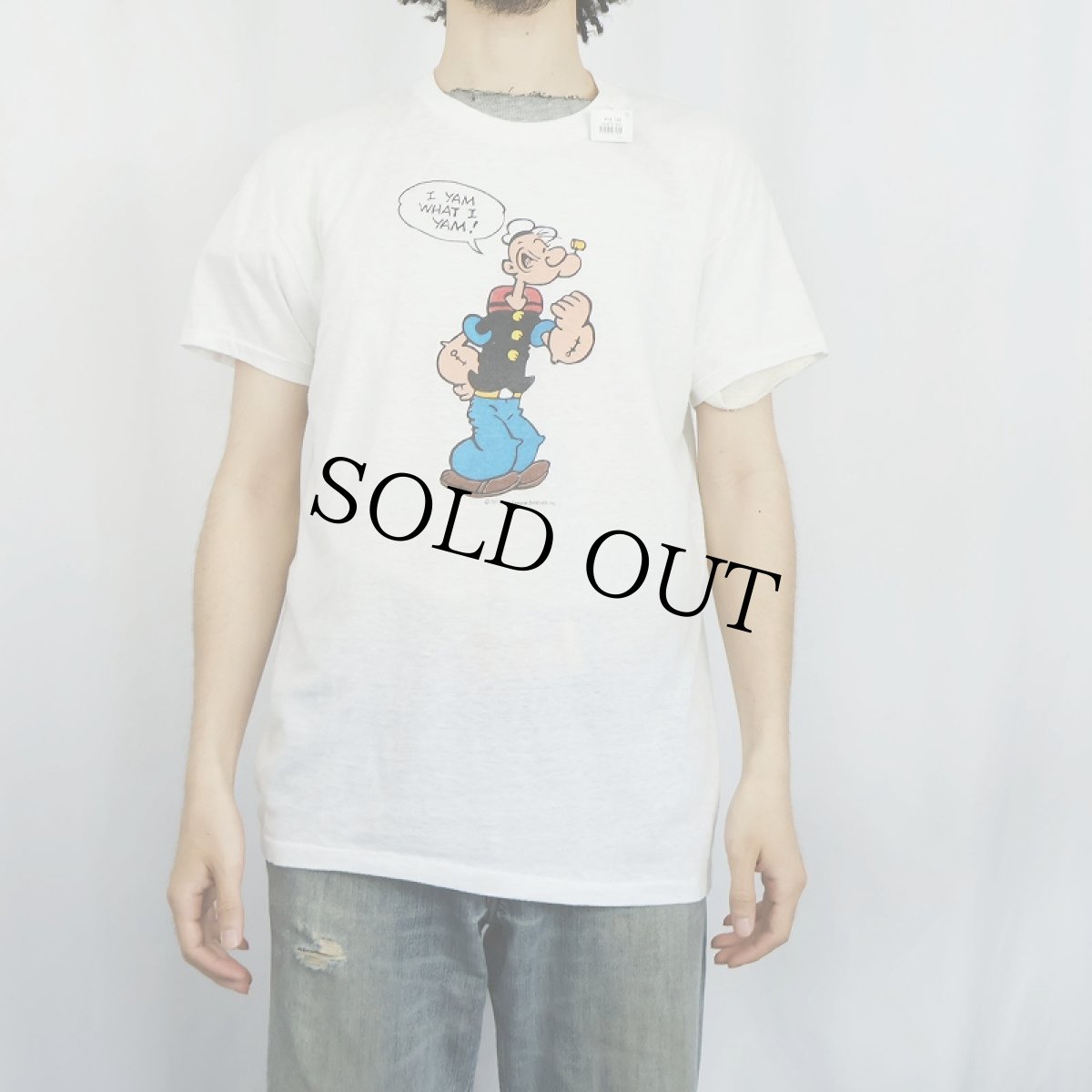 画像2: 80's POPEYE "I YAM WHAT I YAM!" キャラクタープリントＴシャツ XL (2)