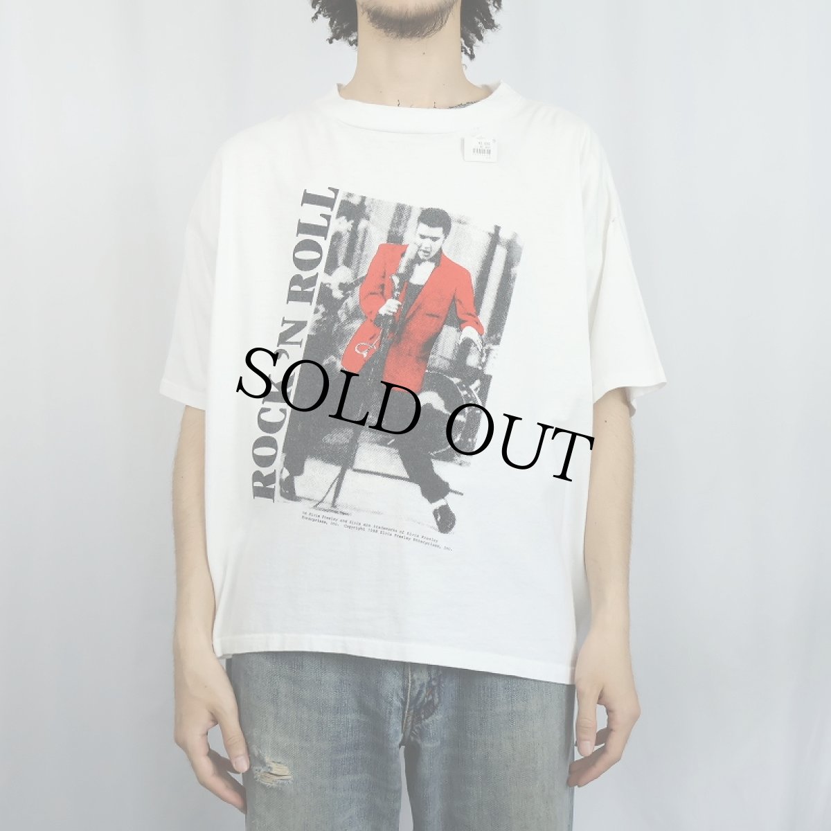 画像2: 80〜90's Elvis Presley "ROCK 'N ROLL" ミュージシャンプリントTシャツ (2)