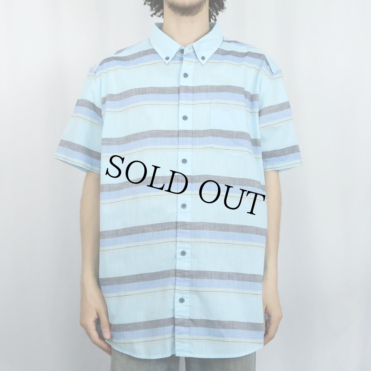 画像2: 2017SS Patagonia "ORGANIC COTTON" マルチボーダー柄 コットン×ポリエステル ボタンダウンシャツ XL (2)