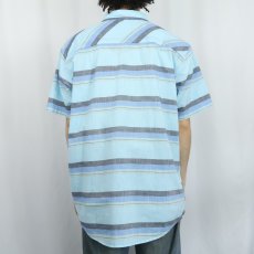 画像3: 2017SS Patagonia "ORGANIC COTTON" マルチボーダー柄 コットン×ポリエステル ボタンダウンシャツ XL (3)