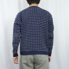 画像3: 80〜90's L.L.Bean バーズアイ柄 ウールニットセーター NAVY XL (3)