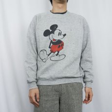 画像2: 80〜90's Disney MICKEY MOUSE USA製 白靴ミッキー キャラクタープリントラグランスウェット L (2)