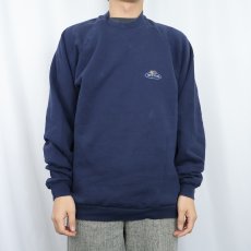 画像2: 90's FRUIT OF THE LOOM USA製 ロゴプリント ラグランスウェット NAVY XL  (2)