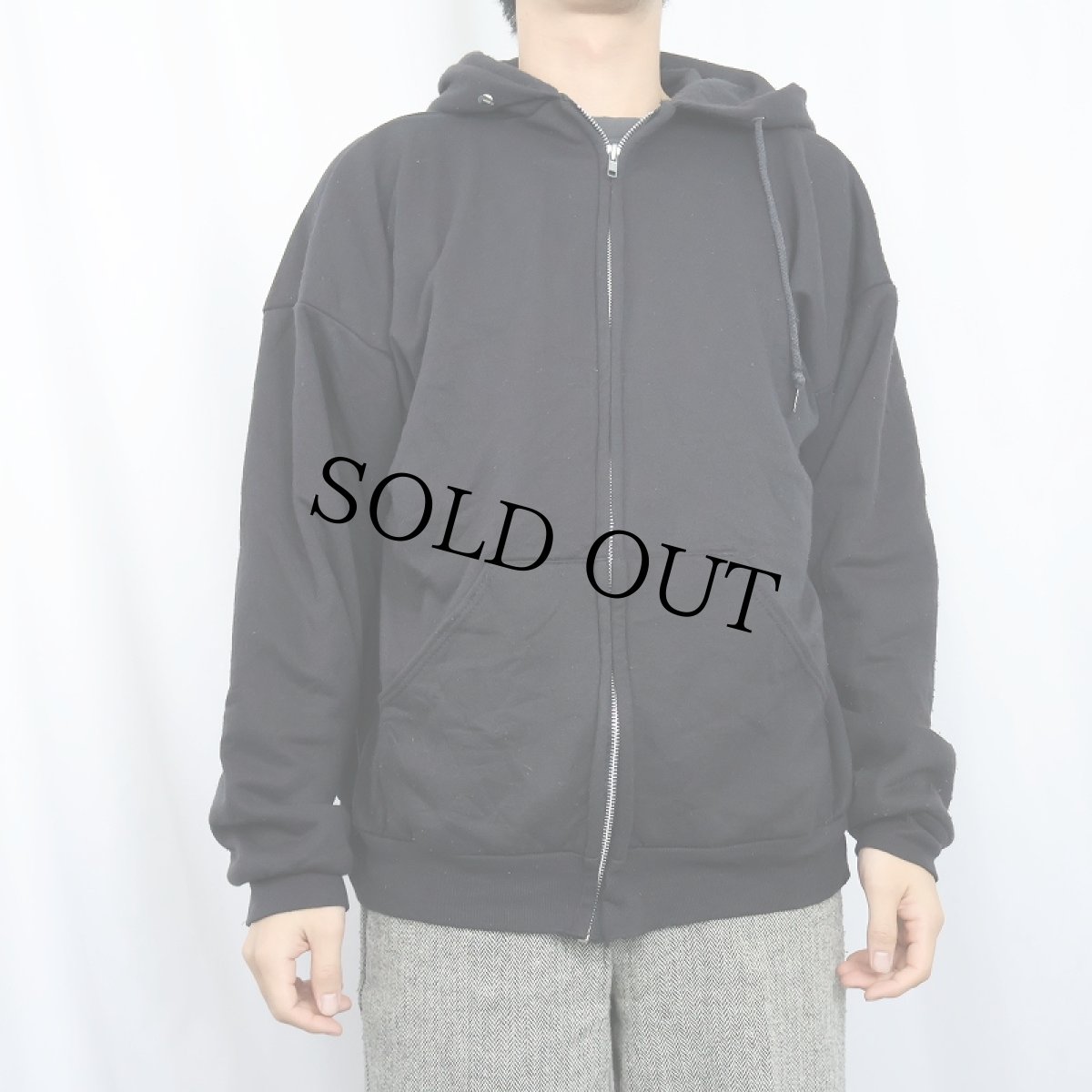 画像2: 80's southwest USA製 裏サーマル スウェットジップパーカー BLACK XL (2)