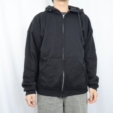 画像2: 80's southwest USA製 裏サーマル スウェットジップパーカー BLACK XL (2)