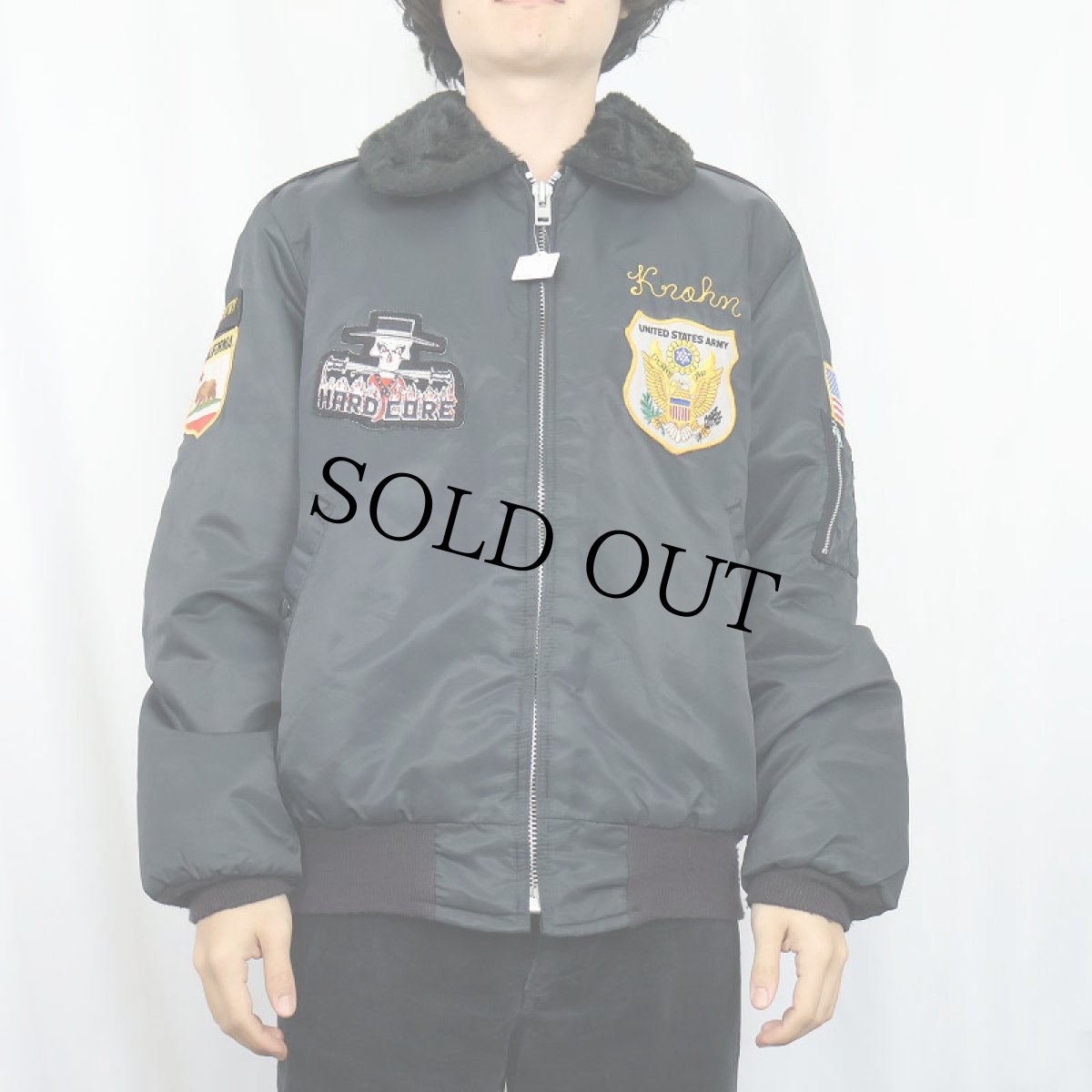 画像2: 70's Timber King "B-15 TYPE" キルティングライナー フライトジャケット BLACK M (2)