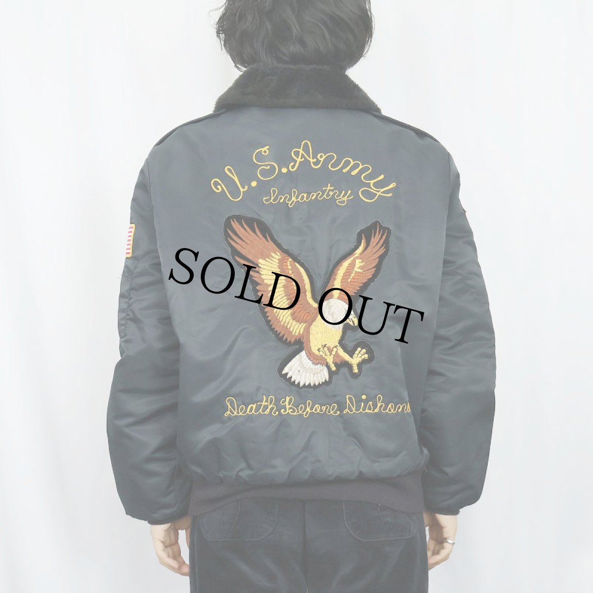 画像3: 70's Timber King "B-15 TYPE" キルティングライナー フライトジャケット BLACK M (3)