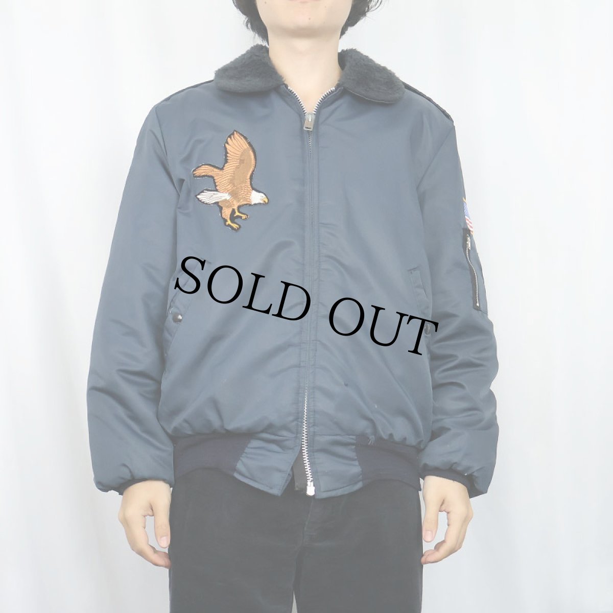 画像2: 70's Timber King "B-15 TYPE" キルティングライナー フライトジャケット NAVY M (2)