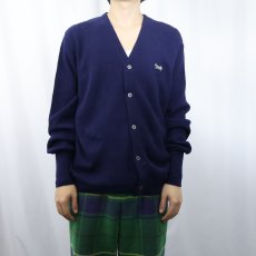 画像2: 80's The Fox JCPenney USA製 アクリルニットカーディガン NAVY (2)