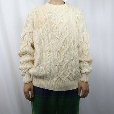 画像2: 90's GAP コットンアランニットセーター L (2)