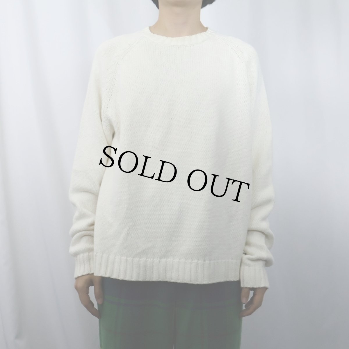 画像2: 90's GAP ラグランコットンニットセーター M (2)