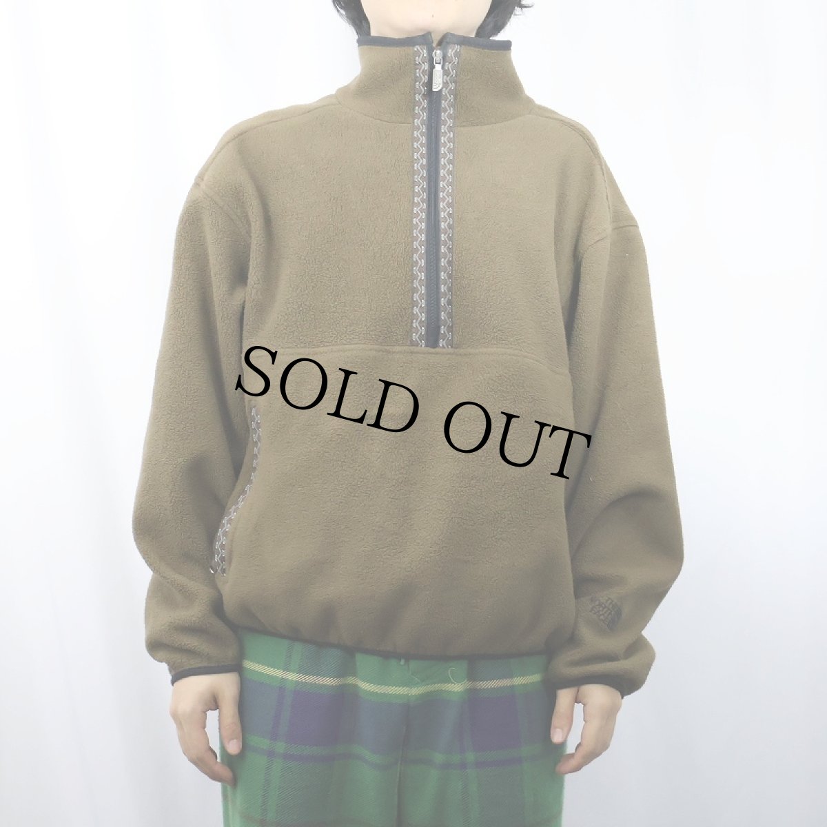 画像2: THE NORTH FACE USA製 ロゴ刺繡 チロリアンテープ ハーフジップフリースジャケット L (2)