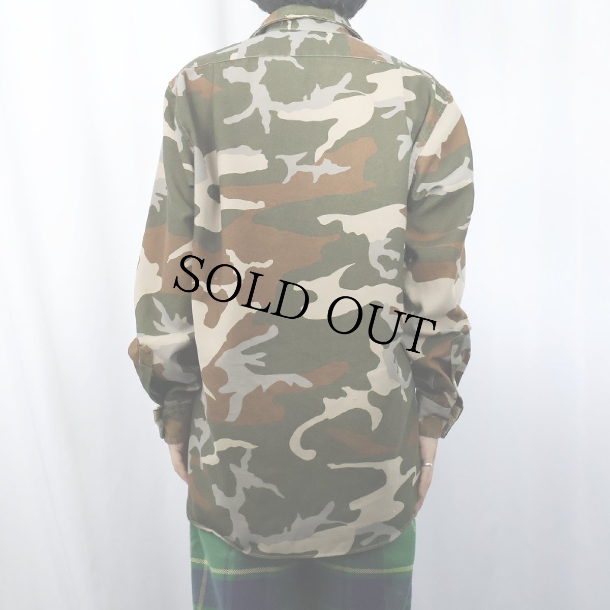 画像3: 80's Cabela's USA製 ウッドランドカモ柄 ポリエステルシャツ L (3)
