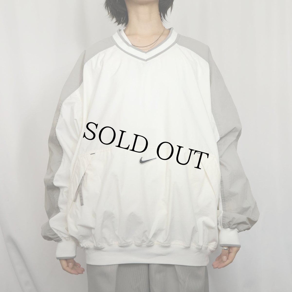 画像3: NIKE Vネック ナイロンプルオーバージャケット XL (3)